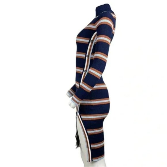 Turtleneck Midi Sweater Dress Blue - Picture 2 of 3